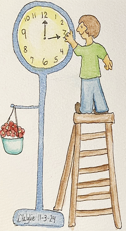 Man setting time on a clock